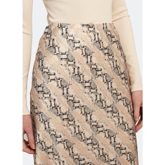 Bec and Bridge Python Midi Slip Skirt Cream Gray Womens US 10 New Snake Print - Picture 2 of 11